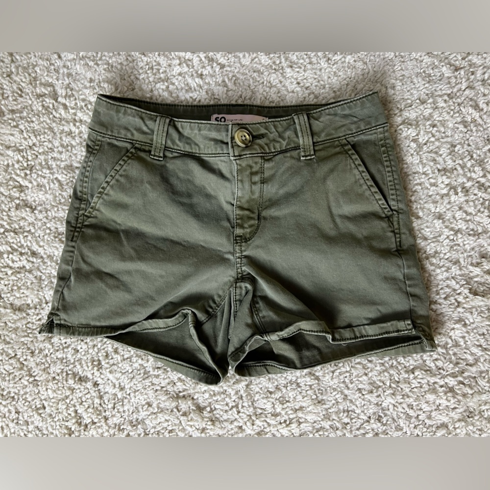 Women's Size 0 SO Olive Green Chino Shorts